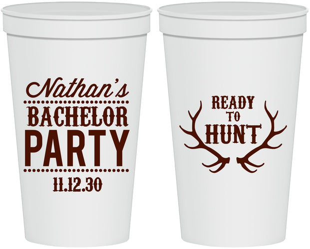 Personalized Bachelor Party 22 oz Stadium Cups - Ready To Hunt | 40044