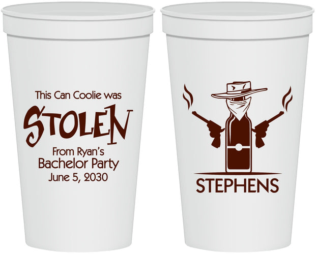 Personalized Bachelor Party 22 oz Stadium Cups - Stolen | 40049