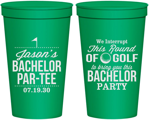 Personalized Bachelor Party 22 oz Stadium Cups - Golf | 40052
