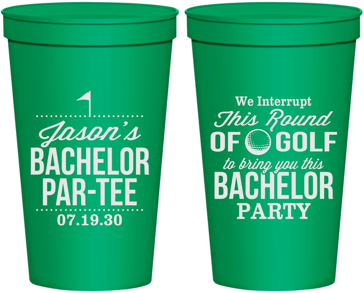 Personalized Bachelor Party 22 oz Stadium Cups - Golf | 40052