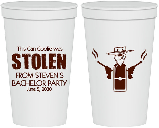 Personalized Bachelor Party 22 oz Stadium Cups - Stolen | 40053