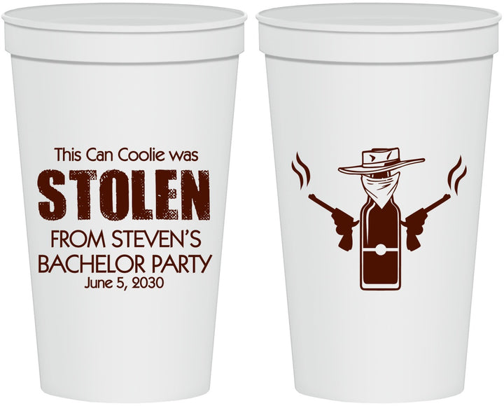 Personalized Bachelor Party 22 oz Stadium Cups - Stolen | 40053