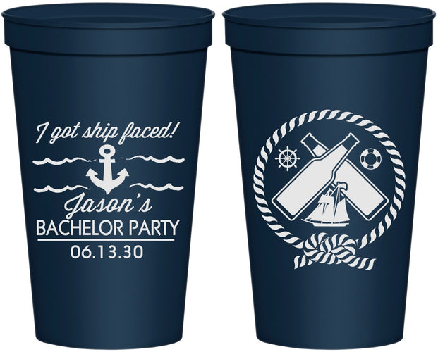 Personalized Bachelor Party 22 oz Stadium Cups - Anchor | 40054