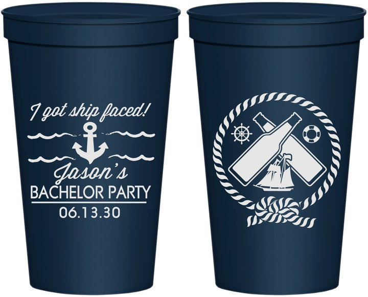 Personalized Bachelor Party 22 oz Stadium Cups - Anchor | 40054