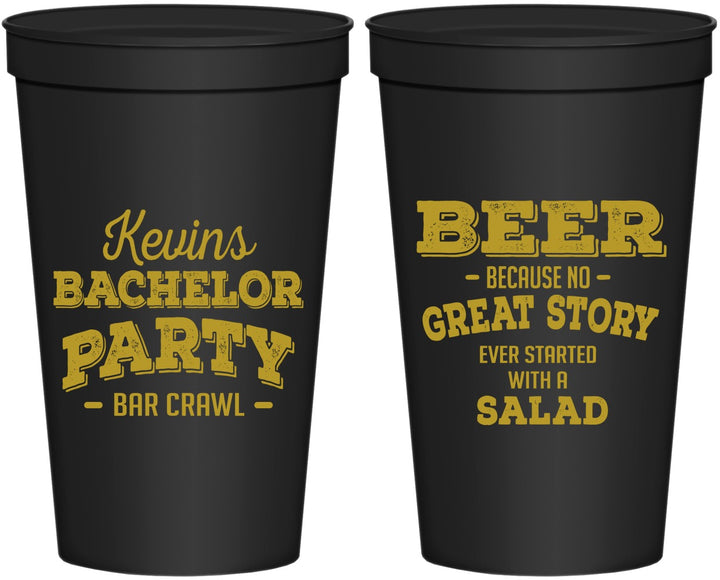 Personalized Bachelor Party 22 oz Stadium Cups - Great Story | 40057