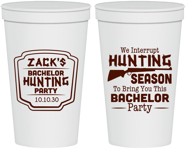 Personalized Bachelor Party 22 oz Stadium Cups - Hunting Season | 40063
