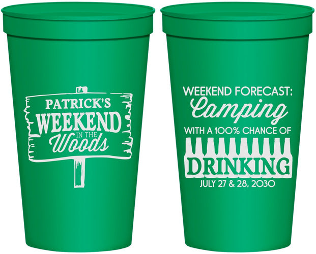 Personalized Bachelor Party 22 oz Stadium Cups - Camping | 40064
