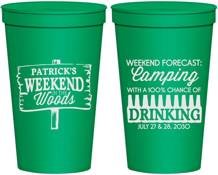 Personalized Bachelor Party 22 oz Stadium Cups - Camping | 40064
