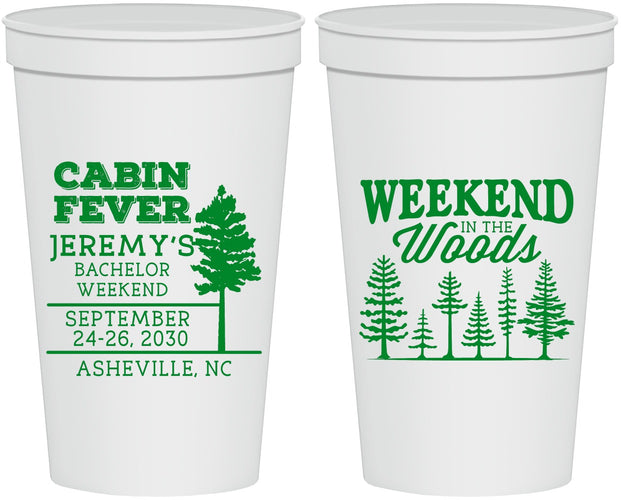 Personalized Bachelor Party 22 oz Stadium Cups - Camping | 40065