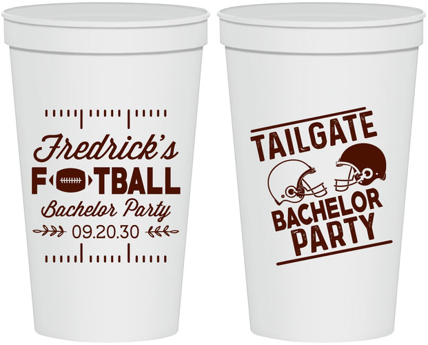 Personalized Bachelor Party 22 oz Stadium Cups - Football | 40067