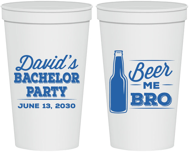 Personalized Bachelor Party 22 oz Stadium Cups - Beer Me Bro | 40071