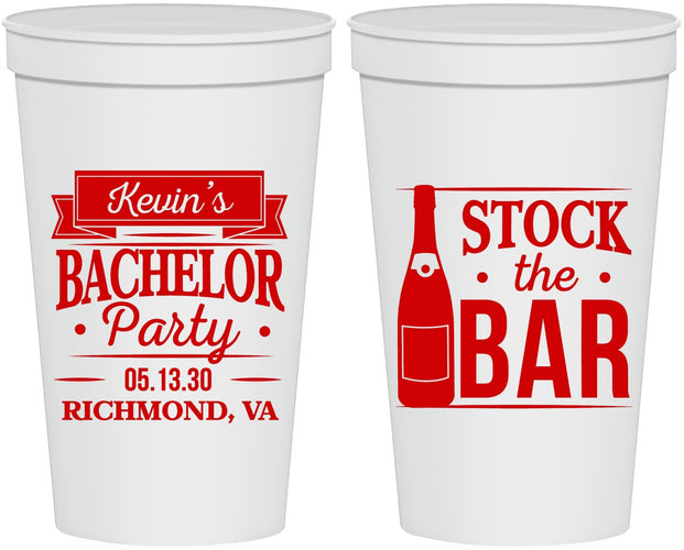 Personalized Bachelor Party 22 oz Stadium Cups - Stock The Bar | 40073