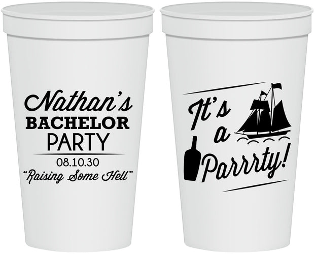 Personalized Bachelor Party 22 oz Stadium Cups - Boat | 40076