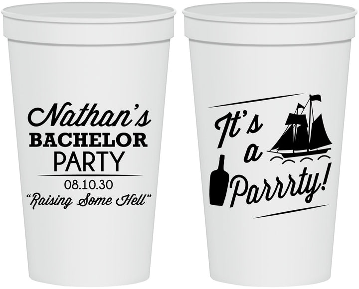 Personalized Bachelor Party 22 oz Stadium Cups - Boat | 40076