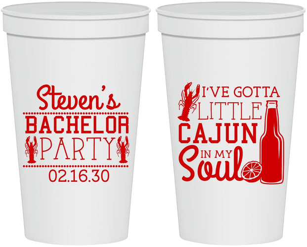 Personalized Bachelor Party 22 oz Stadium Cups - Cajun In My Soul | 40078