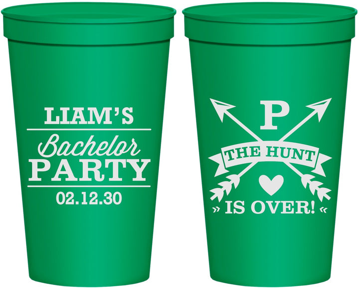 Personalized Bachelor Party 22 oz Stadium Cups - Hunt Is Over | 40082