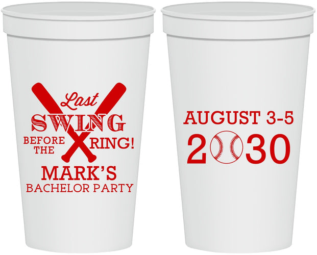 Personalized Bachelor Party 22 oz Stadium Cups - Baseball | 40086