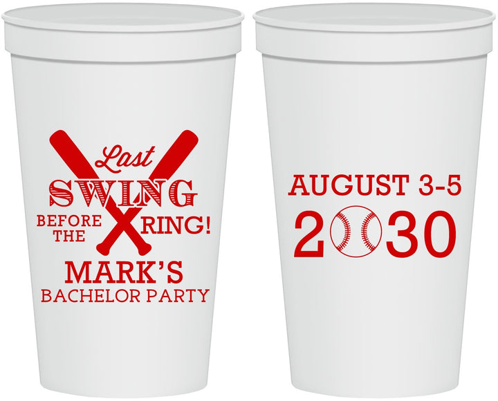 Personalized Bachelor Party 22 oz Stadium Cups - Baseball | 40086