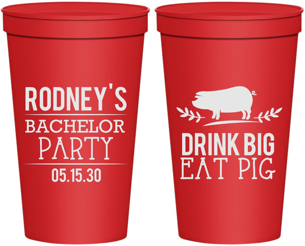 Personalized Bachelor Party 22 oz Stadium Cups - Bbq | 40088