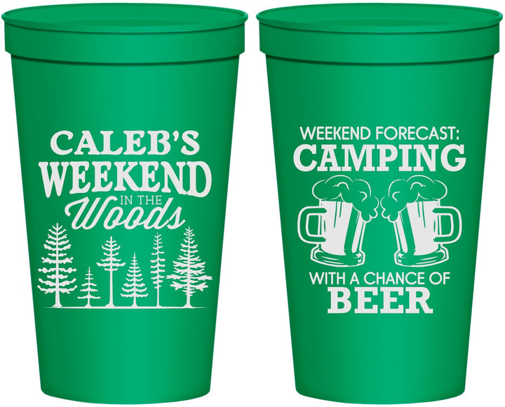 Personalized Bachelor Party 22 oz Stadium Cups - Camping | 40091