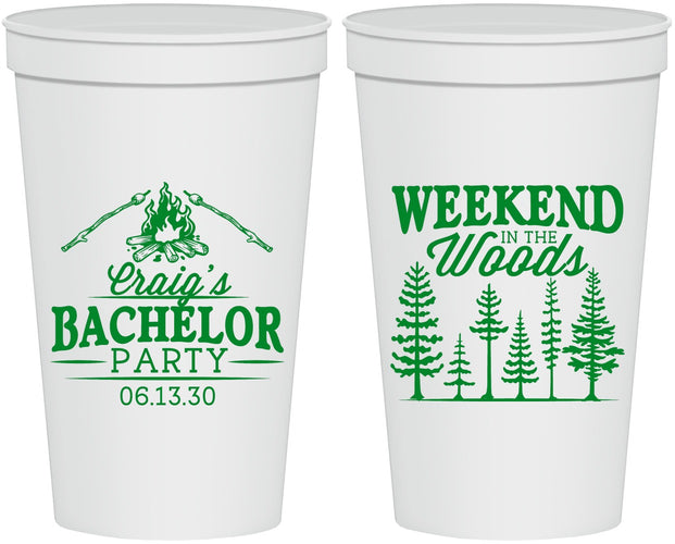 Personalized Bachelor Party 22 oz Stadium Cups - Camping | 40093