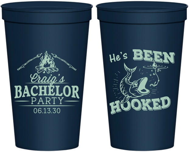Personalized Bachelor Party 22 oz Stadium Cups - Fishing Hooked | 40096