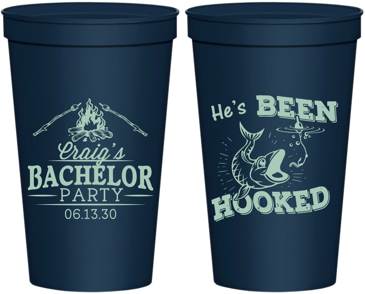 Personalized Bachelor Party 22 oz Stadium Cups - Fishing Hooked | 40096