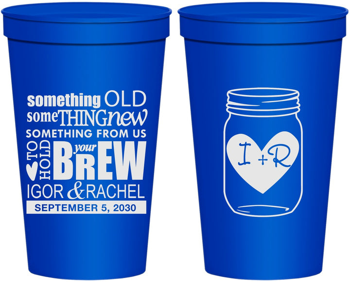 Personalized Wedding 22 oz Stadium Cups - Something Old Something New | 401