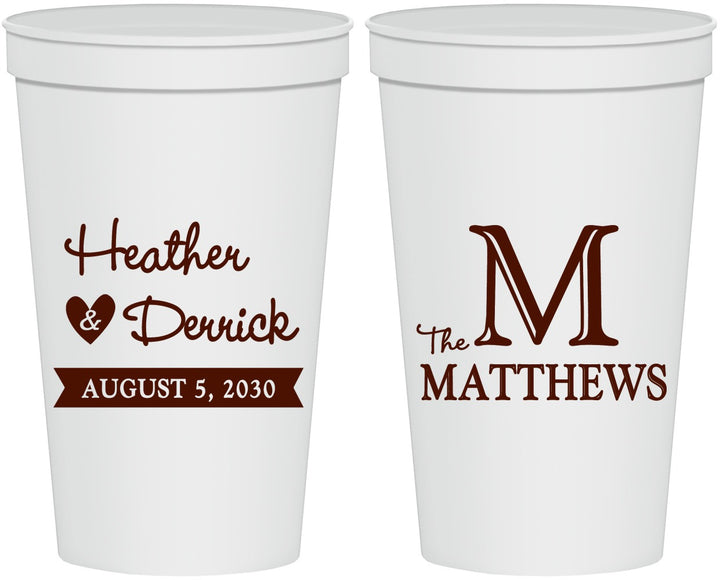 Personalized Wedding 22 oz Stadium Cups - Monogram | 402