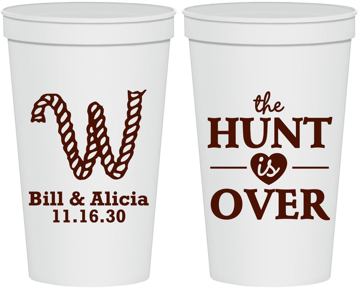 Personalized Wedding 22 oz Stadium Cups - Monogram Hunt Is Over | 406