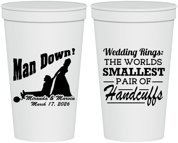 Personalized Wedding 22 oz Stadium Cups - Man Down | 407