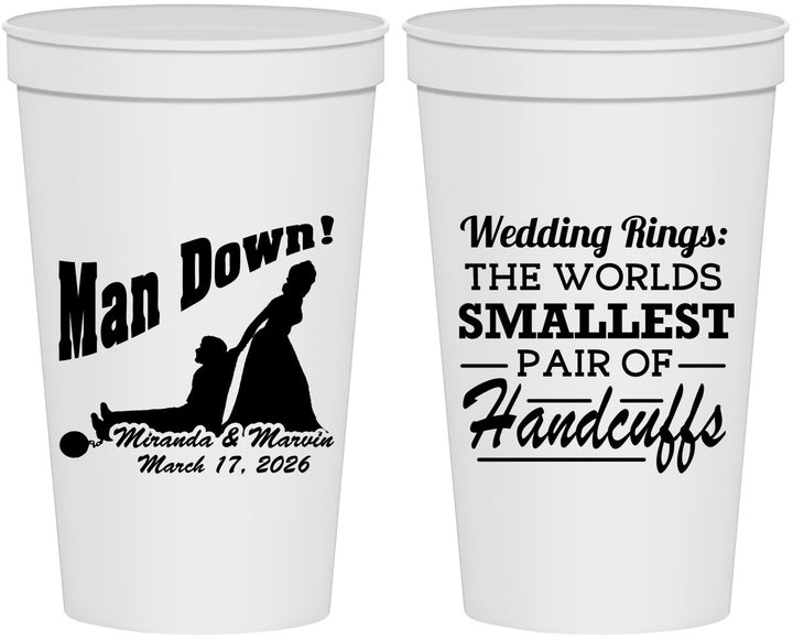 Personalized Wedding 22 oz Stadium Cups - Man Down | 407