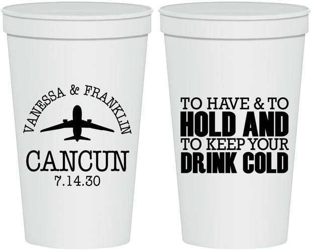 Personalized Wedding 22 oz Stadium Cups - To Have And To Hold | 408