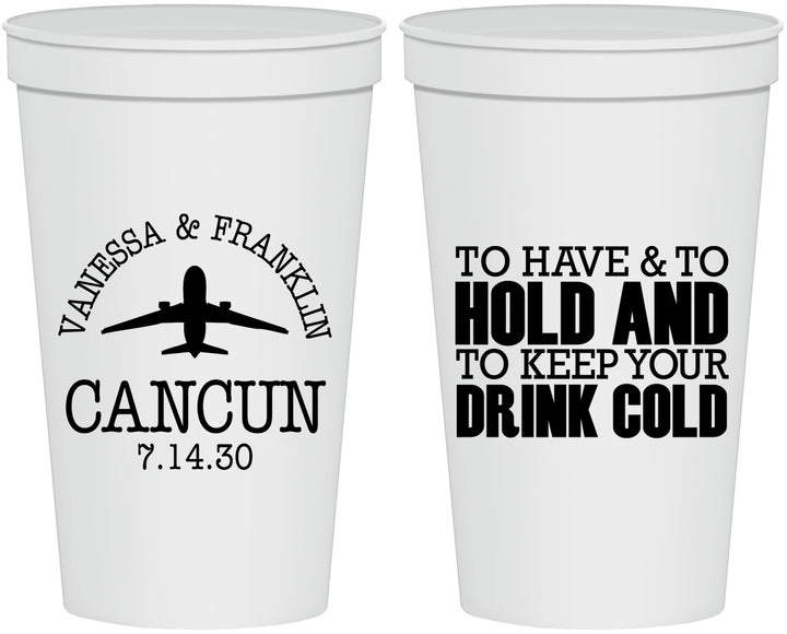 Personalized Wedding 22 oz Stadium Cups - To Have And To Hold | 408