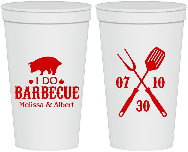 Personalized Wedding 22 oz Stadium Cups - I Do Barbecue Bbq | 410