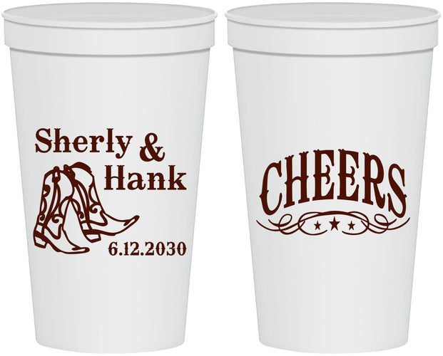 Personalized Wedding 22 oz Stadium Cups - Cheers Cowboy | 411