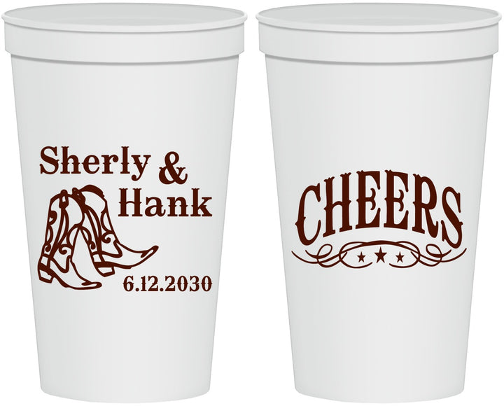 Personalized Wedding 22 oz Stadium Cups - Cheers Cowboy | 411