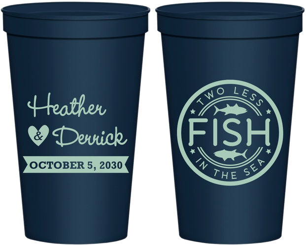 Personalized Wedding 22 oz Stadium Cups - Two Less Fish In The Sea | 420