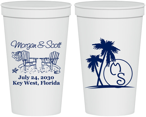 Personalized Wedding 22 oz Stadium Cups - Beach | 423