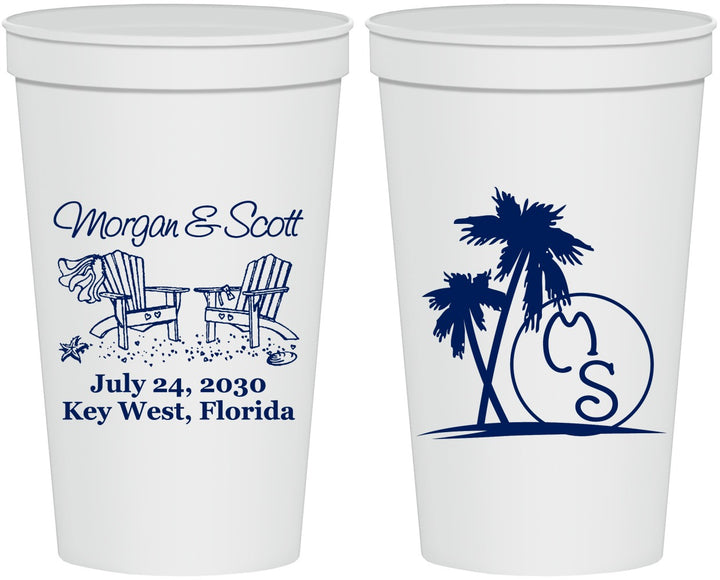Personalized Wedding 22 oz Stadium Cups - Beach | 423