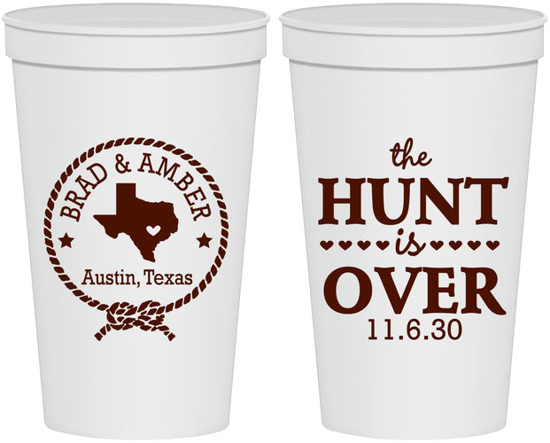 Personalized Wedding 22 oz Stadium Cups - The Hunt Is Over | 426