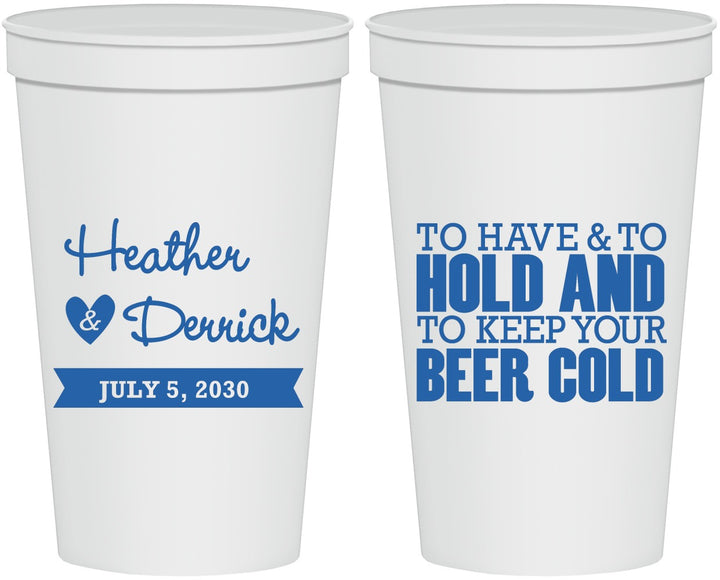 Personalized Wedding 22 oz Stadium Cups - To Have And To Hold | 431