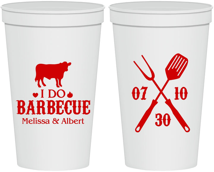 Personalized Wedding 22 oz Stadium Cups - I Do Barbecue Bbq | 433