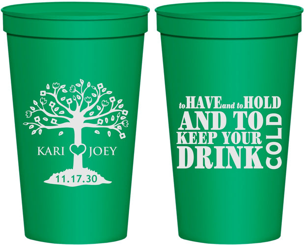 Personalized Wedding 22 oz Stadium Cups - To Have And To Hold | 438