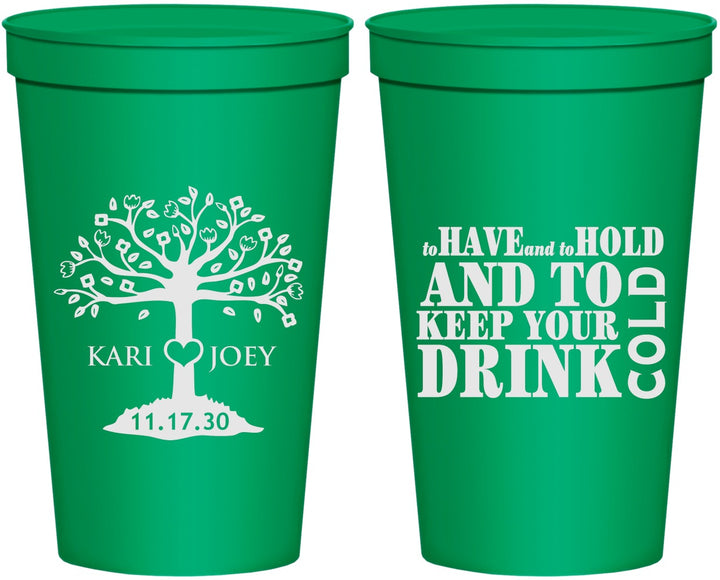 Personalized Wedding 22 oz Stadium Cups - To Have And To Hold | 438