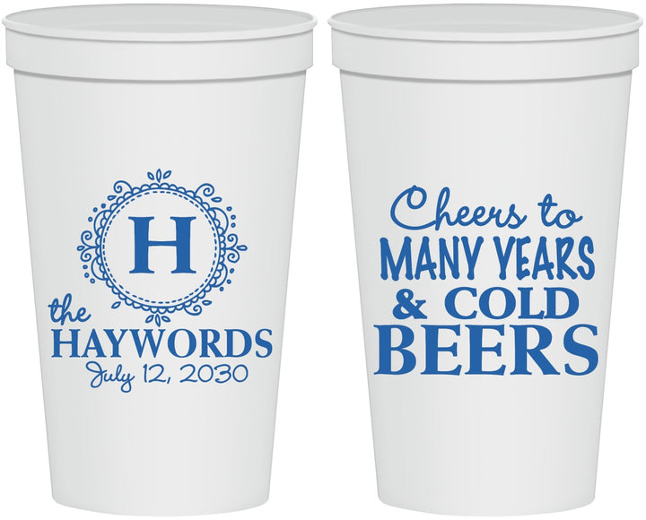 Personalized Wedding 22 oz Stadium Cups - Cheers To Cold Beers | 439