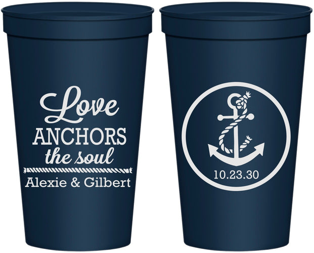 Personalized Wedding 22 oz Stadium Cups - Love Anchors The Soul | 440