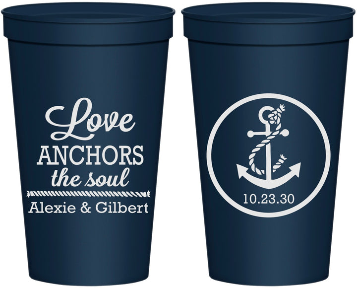 Personalized Wedding 22 oz Stadium Cups - Love Anchors The Soul | 440