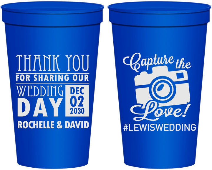 Personalized Wedding 22 oz Stadium Cups - Capture The Love | 444