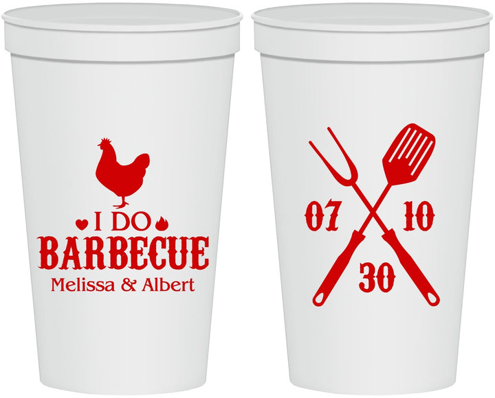 Personalized Wedding 22 oz Stadium Cups - I Do Barbecue Bbq | 445